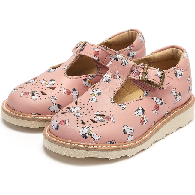Rosie T-Bar Shoe Snoopy Pink Printed Leather
