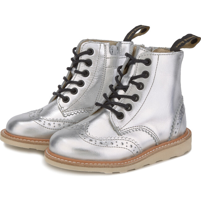 Sidney Brogue Boot Silver Leather