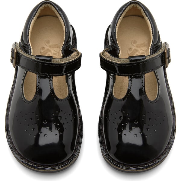 Penny Velcro T-bar Shoe Black Patent Leather