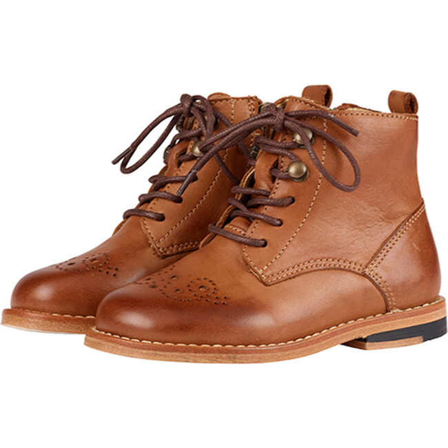 Buster Brogue Boot Tan Burnished Leather - Boots - 1