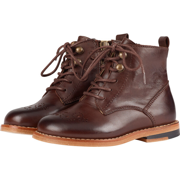 Buster Brogue Boot Dark Brown Burnished Leather - Young Soles Shoes ...