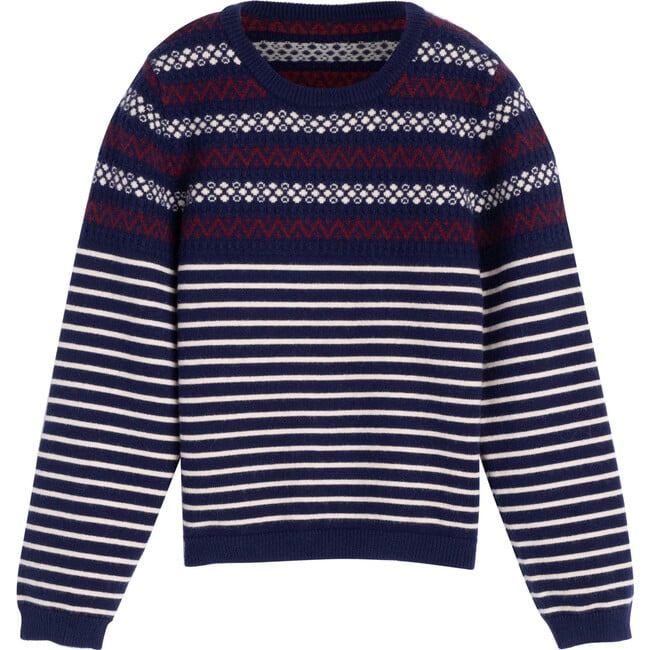 Blair Fairisle Stripe Sweater, Navy Multi - Sweaters - 1