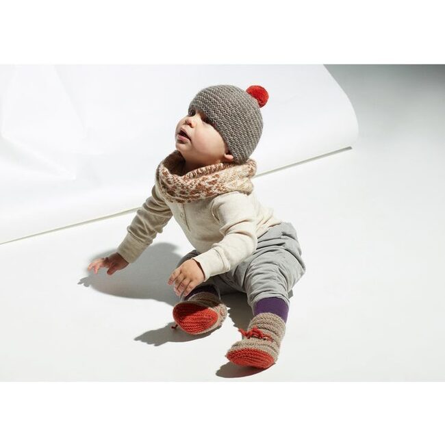 Striped Alpaca Pom Hat, Pink/Grey - Hats - 2