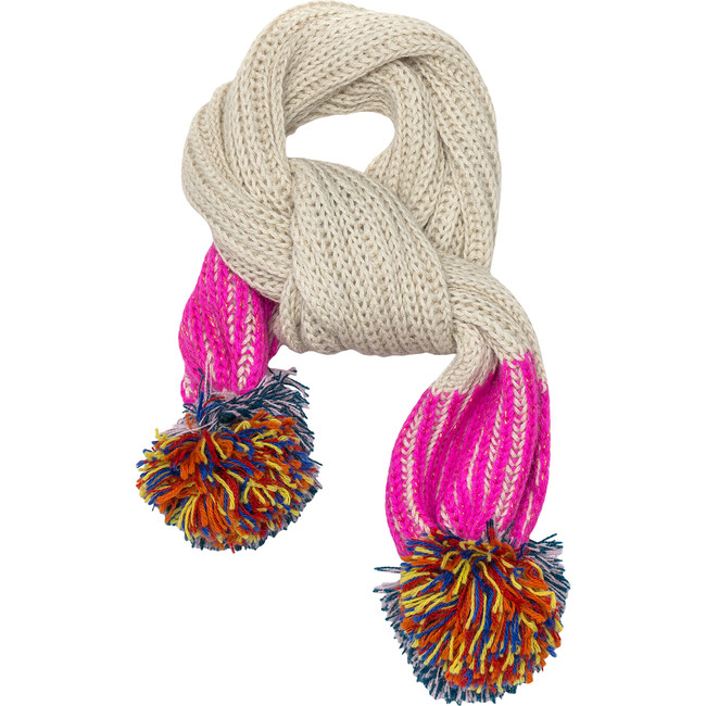 Sprinkled Pom Scarf, Hot Pink - Scarves - 1