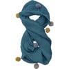 Dangle Pom Scarf, Teal - Scarves - 2