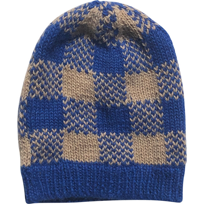 Check Hat, Cobalt/Oatmeal