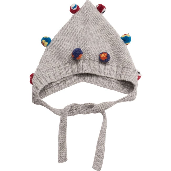 Multi Pom Bonnet, Grey - Hats - 2