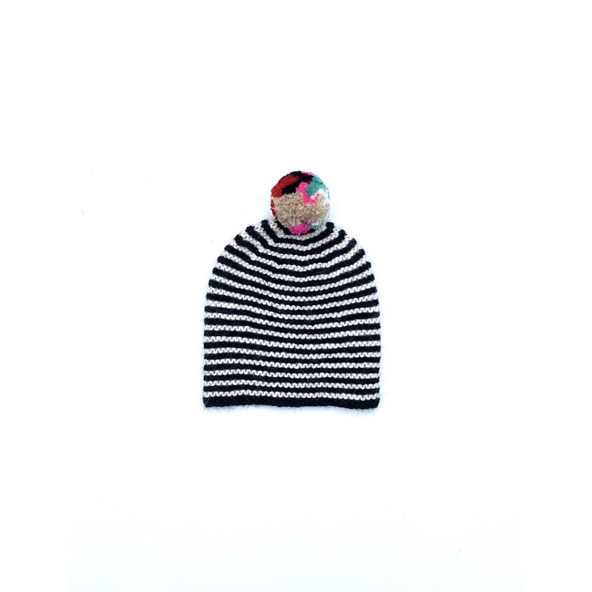 Black/White Striped Hat Spec Pom