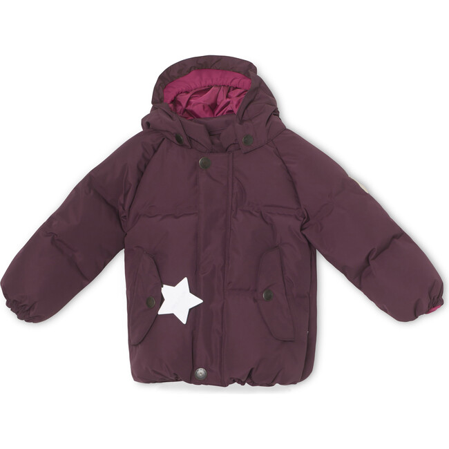Woody Waterproof Down Jacket with Detachable Hood, Plum - Coats - 1