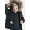 Wali Waterproof Down Jacket with Natural Fur, Olive Printed - Coats - 2 - thumbnail