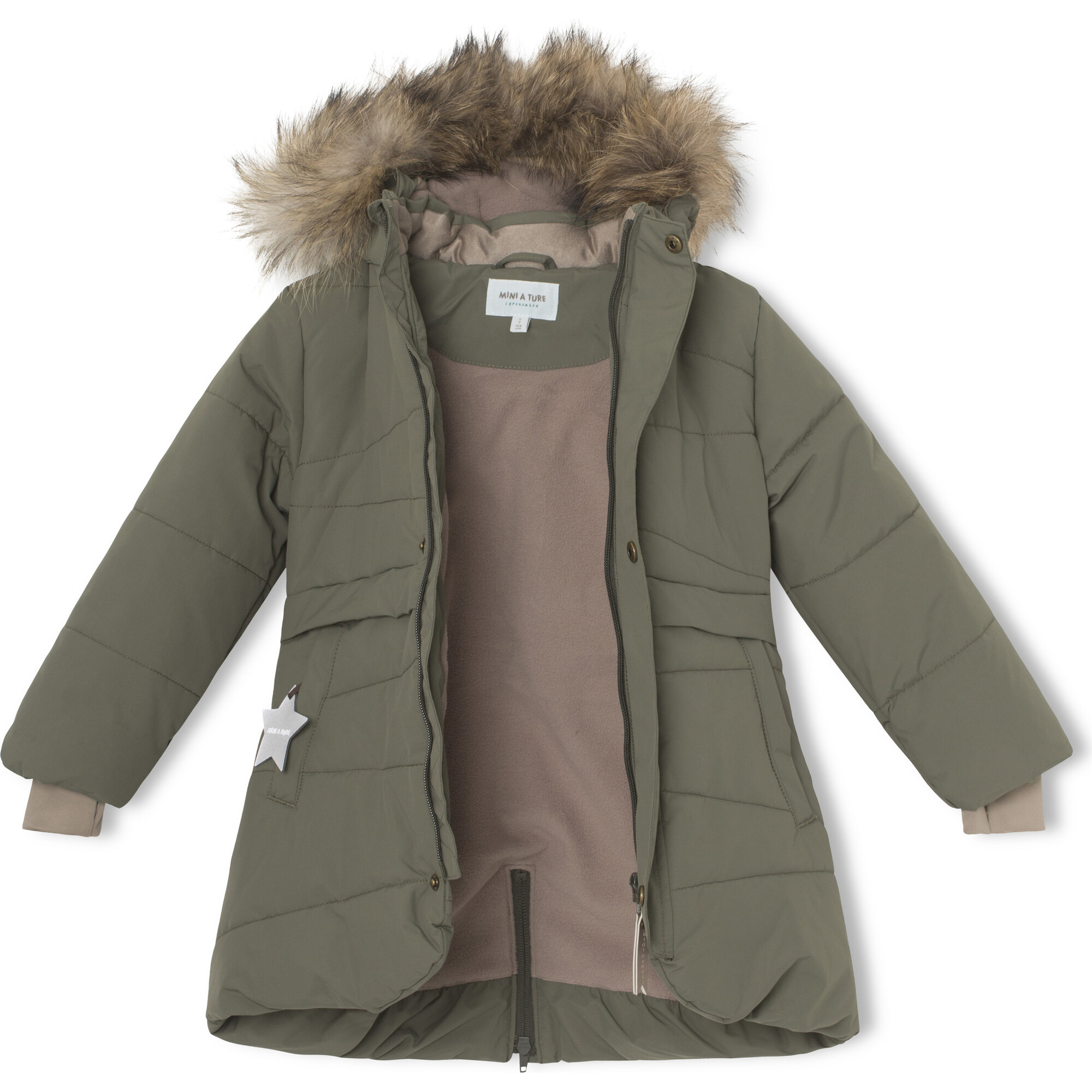 Witta Oeko-tex Waterproof Fur Jacket, Olive - Mini A Ture