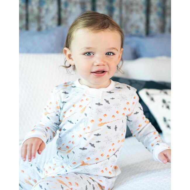 Hocus Pocus Halloween Pima Cotton Zip Up Pajamas, Blue - Pajamas - 3