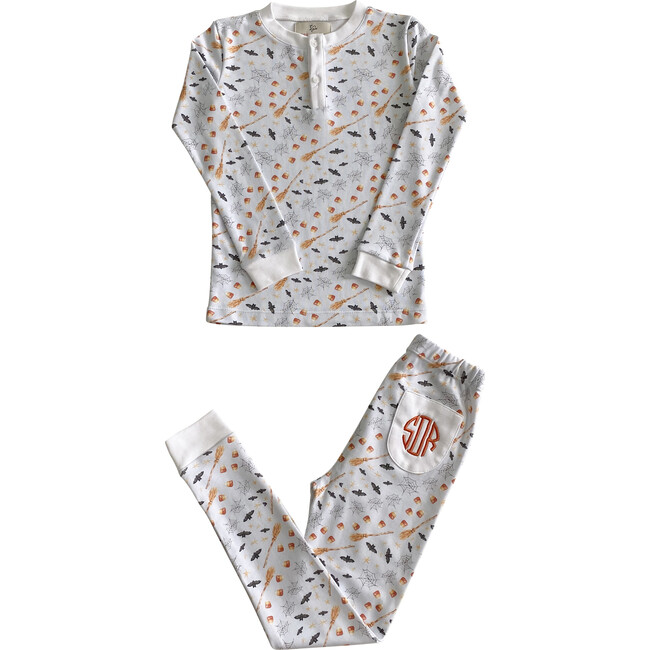 Hocus Pocus Halloween Pima Cotton Pajama Set, Blue - Pajamas - 4