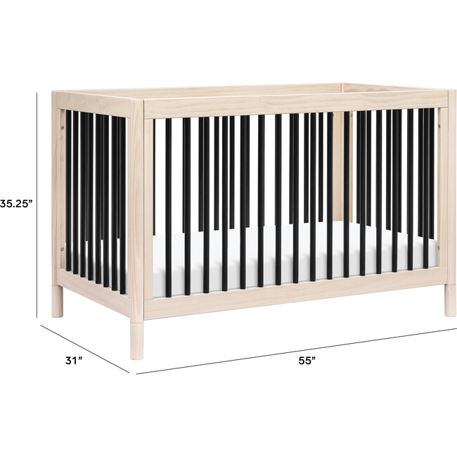 Gelato 4-in-1 Convertible Crib with Toddler Bed Conversion Kit, Washed Natural/Black - Cribs - 5