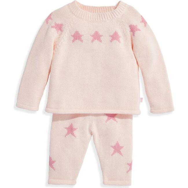 Intarsia Knit Star Set, Pink with Dark Pink - Mixed Apparel Set - 1
