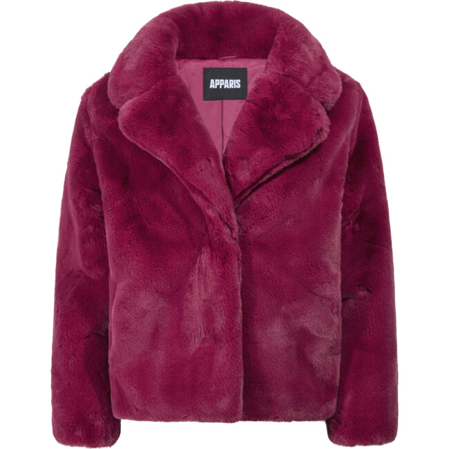 Milly Women's Faux Fur Jacket, Raspberry - Coats - 1