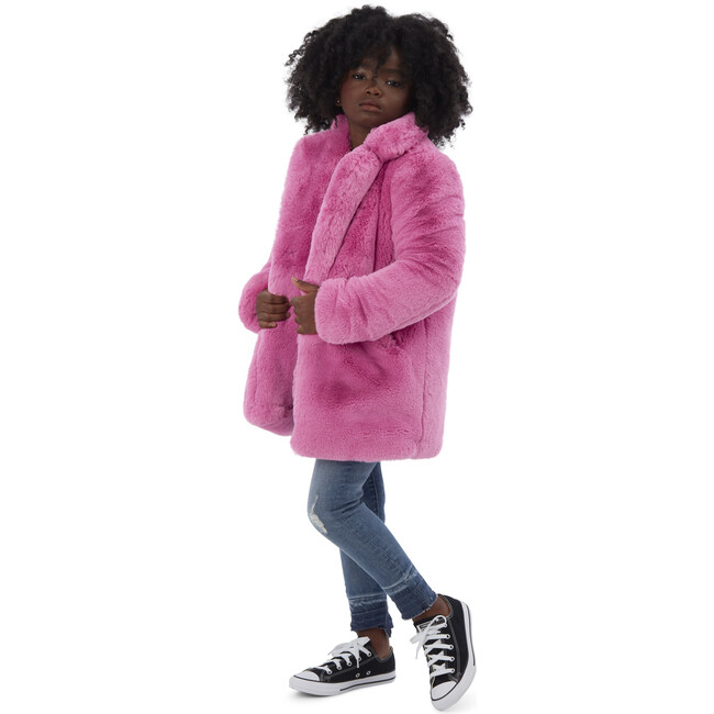 Stella Kids Faux Fur Jacket, Sugar Pink - Coats - 3
