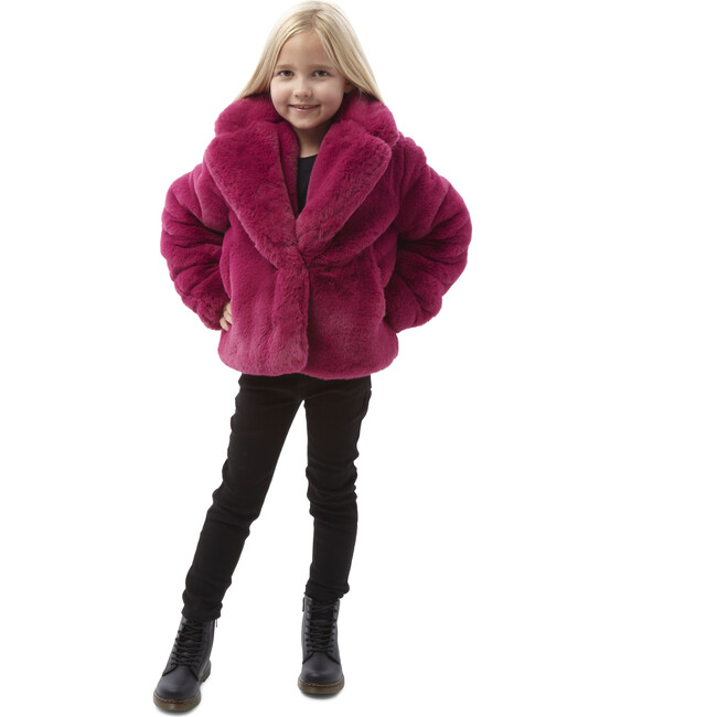 Milly Kids Faux Fur Jacket, Raspberry