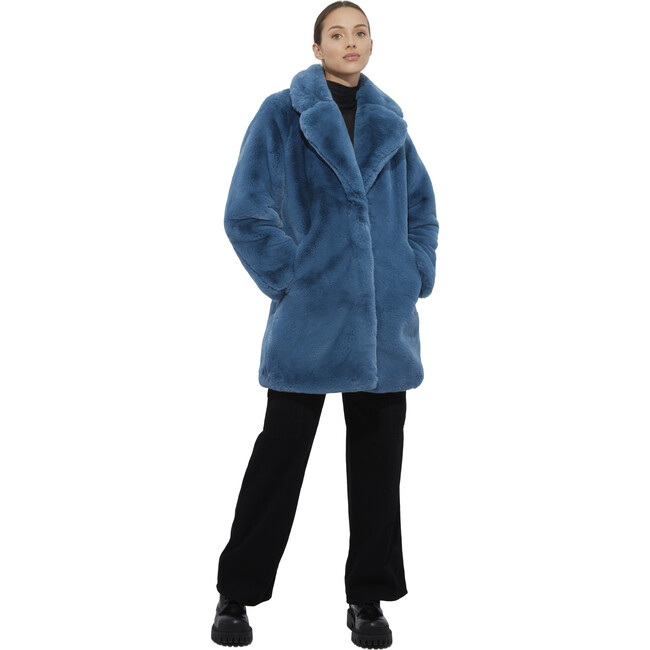 Stella Women's Faux Fur Jacket, Stone Blue