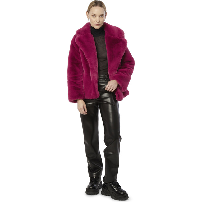 Milly Women's Faux Fur Jacket, Raspberry