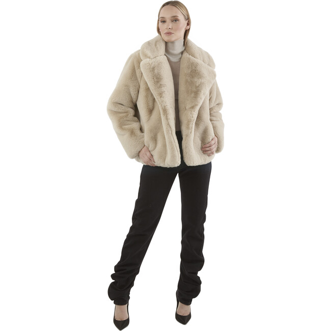 Milly Women's Faux Fur Jacket, Latte