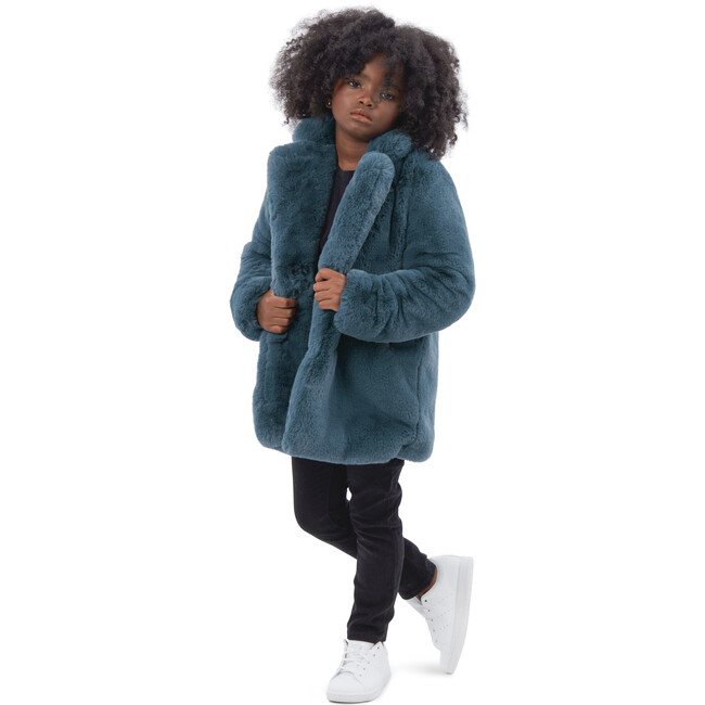 Stella KidsFaux Fur Jacket, Stone Blue