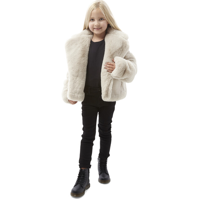 Milly Kids Faux Fur Jacket, Latte - Coats - 3