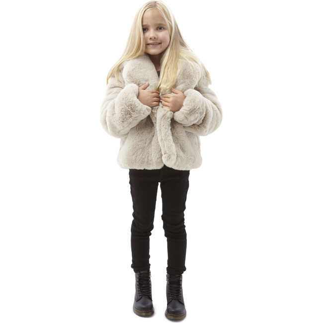 Milly Kids Faux Fur Jacket, Latte - Coats - 4
