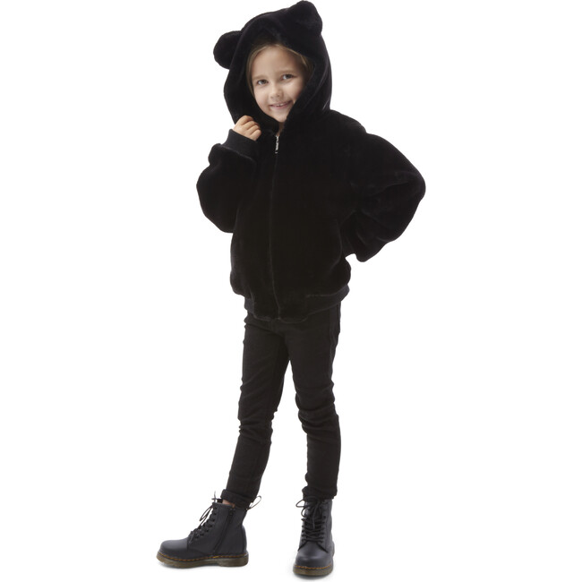 Lily Kids Faux Fur Jacket, Noir