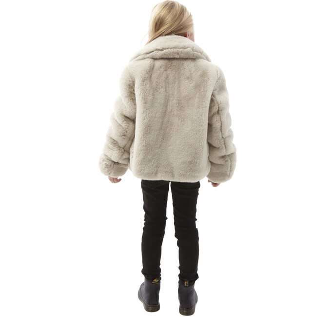 Milly Kids Faux Fur Jacket, Latte - Coats - 5