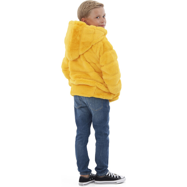 Goldie Kids Faux Fur Jacket, Dandelion - Coats - 3