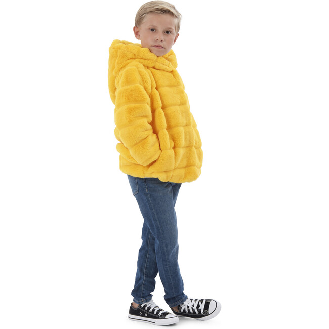 Goldie Kids Faux Fur Jacket, Dandelion - Coats - 4