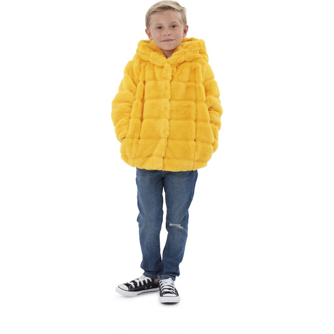 Goldie Kids Faux Fur Jacket, Dandelion - Coats - 5
