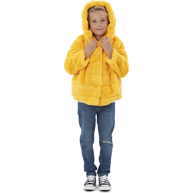 Goldie Kids Faux Fur Jacket, Dandelion - Coats - 6