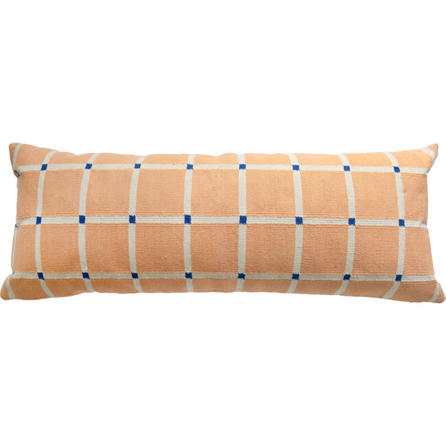 Pointed Grid Lumbar Pillow Cover, Coral