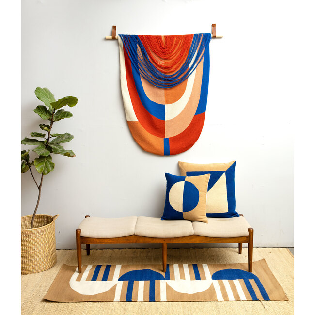 Red & Blue Layered Tapestry, Multi