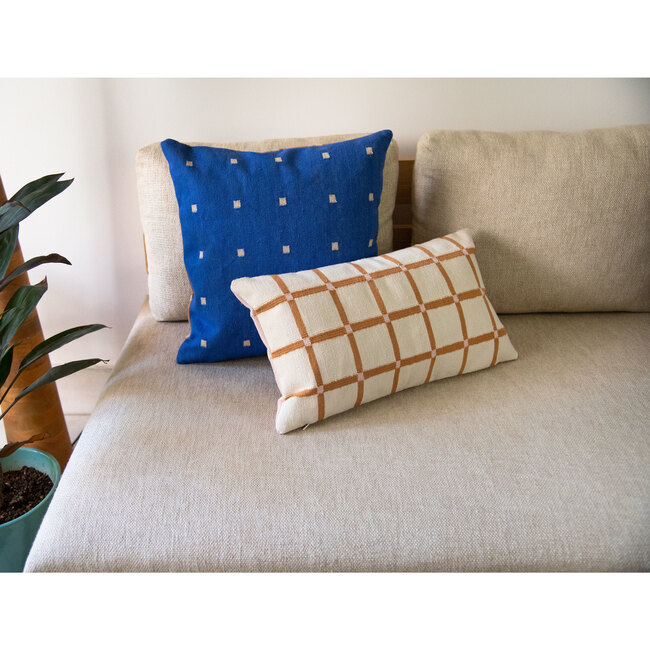Reversible Pointed Grid Lumbar Pillow Cover, Tan/Pink - Decorative Pillows - 2
