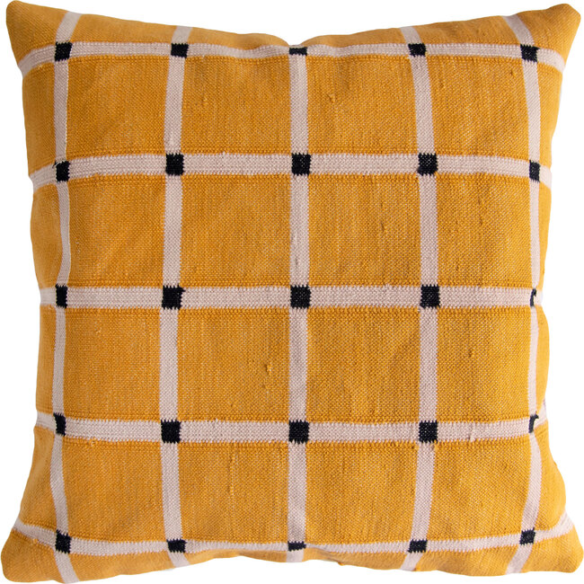Reversible Dotted Grid Pillow Cover, Lavender/Yellow - Decorative Pillows - 1