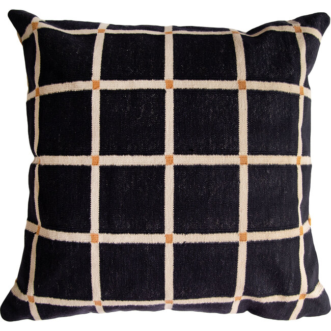 Reversible Pointed Grid Pillow Cover, Tan/Black