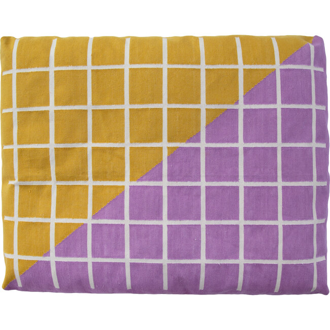 Grid Dog Bed Cover, Marigold/Lilac - Pet Beds - 1