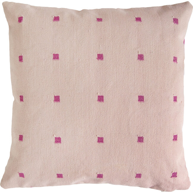 Reversible Dotted Grid Pillow Cover, Fuchsia - Decorative Pillows - 6