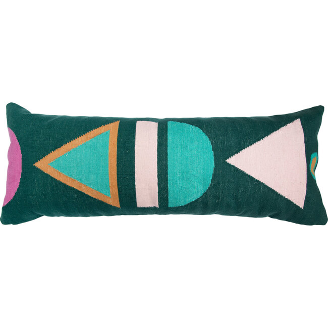 Dana Shapely Lumbar Pillow Cover, Dark Green/Teal - Decorative Pillows - 1
