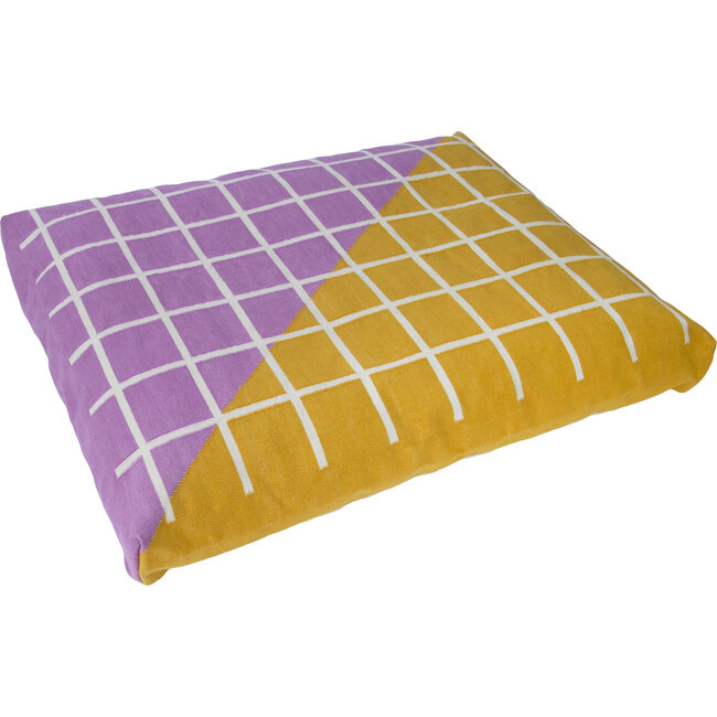Grid Dog Bed Cover, Marigold/Lilac
