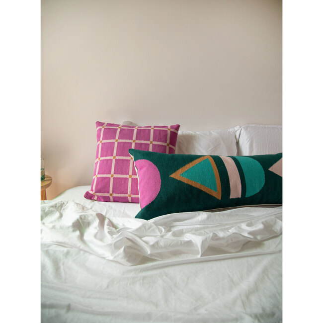 Dana Shapely Lumbar Pillow Cover, Dark Green/Teal