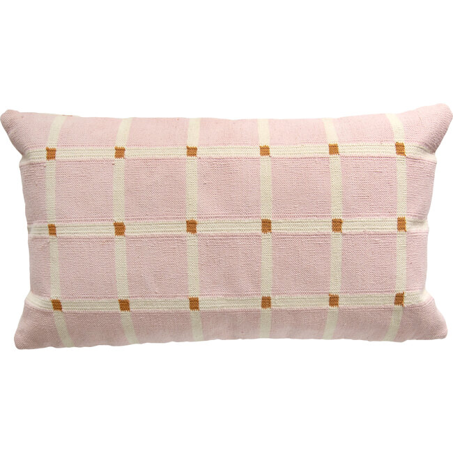 Reversible Pointed Grid Lumbar Pillow Cover, Tan/Pink - Decorative Pillows - 7