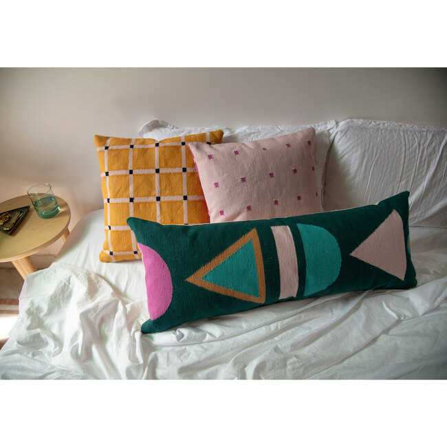 Dana Shapely Lumbar Pillow Cover, Dark Green/Teal - Decorative Pillows - 3