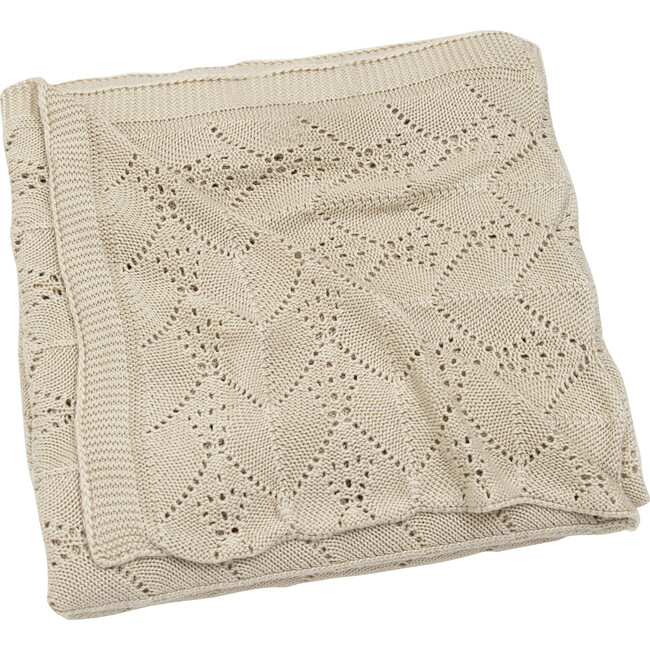 Bamboo Knit Baby Blanket, Beige - Blankets - 1