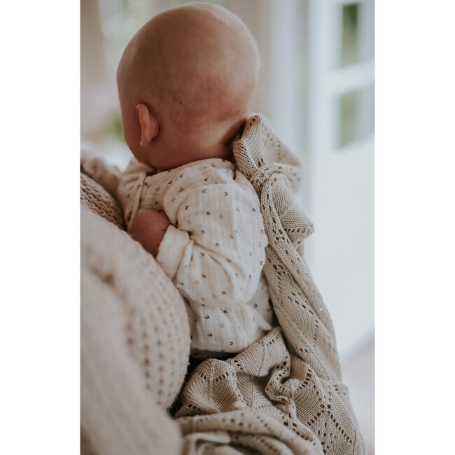 Bamboo Knit Baby Blanket, Beige - Blankets - 2