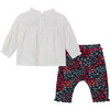 Embroidered Pant Set, Grey - Mixed Apparel Set - 2
