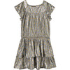 Metallic Dot Dress, Grey - Dresses - 1 - thumbnail